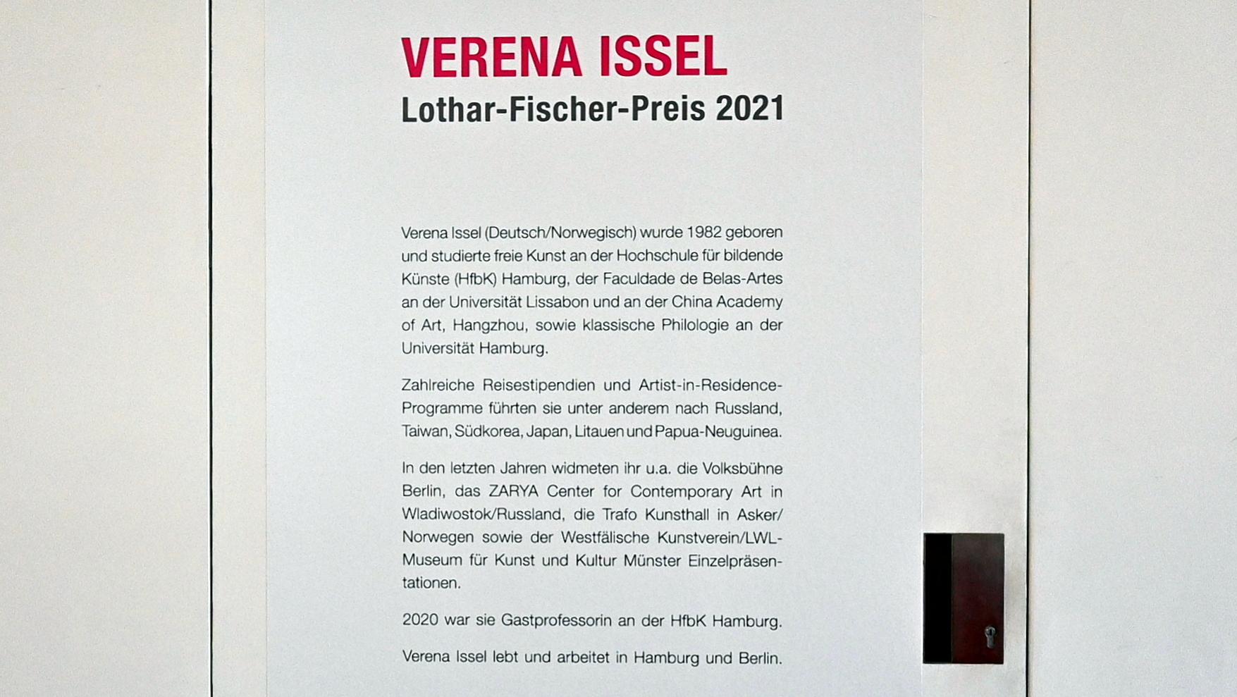 Neumarkt in der Oberpfalz, Museum Lothar Fischer, Ausstellung "VERENA ISSEL" vom 26.06.-09.10.2022