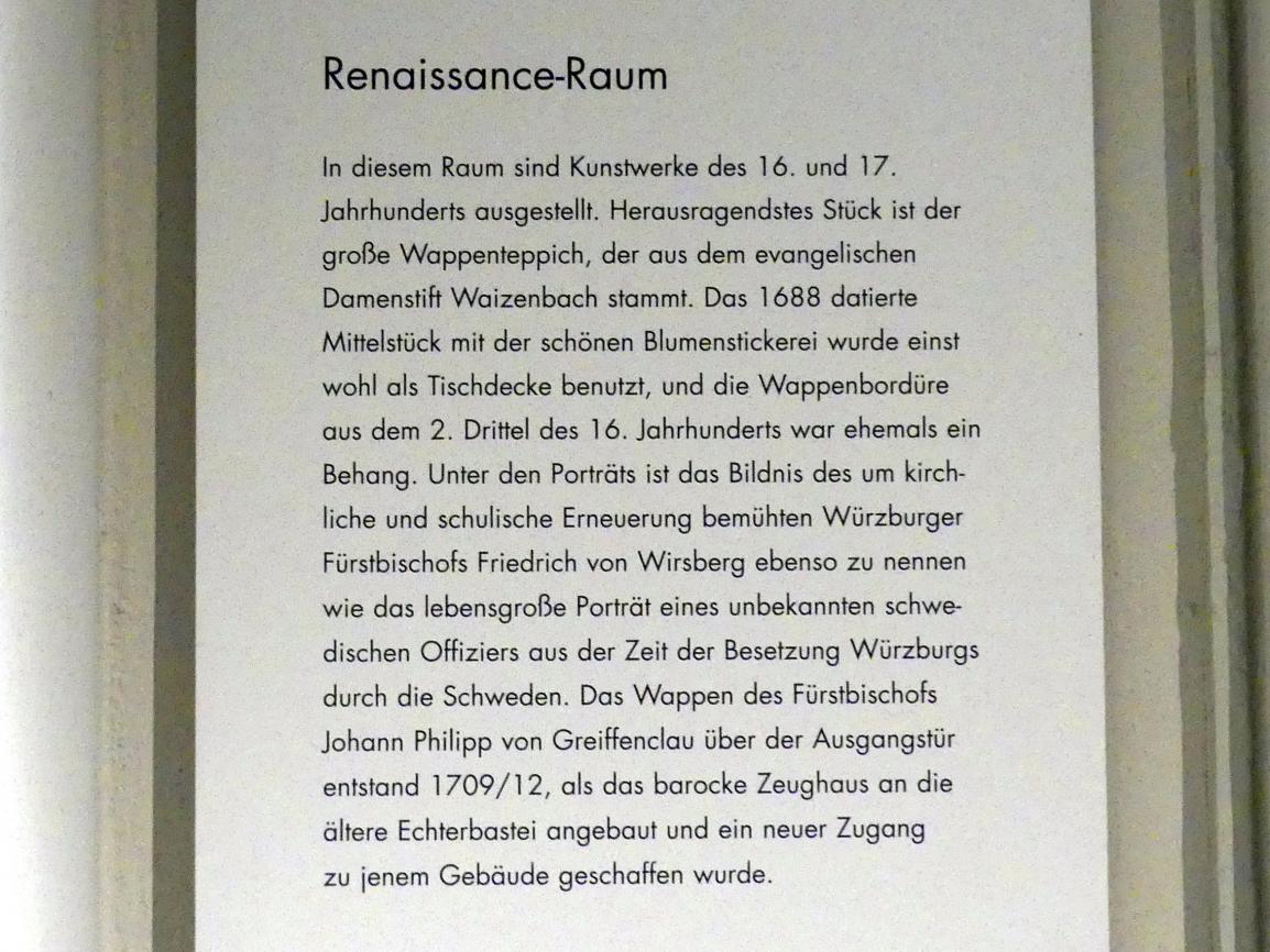 Würzburg, Museum für Franken (ehem. Mainfränkisches Museum), Renaissance-Raum, Bild 3/3