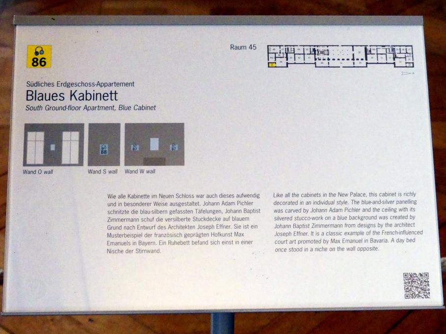 Schleißheim, Staatsgalerie im Neuen Schloss, Blaues Kabinett im südlichen Erdgeschoss-Appartement, Bild 4/4