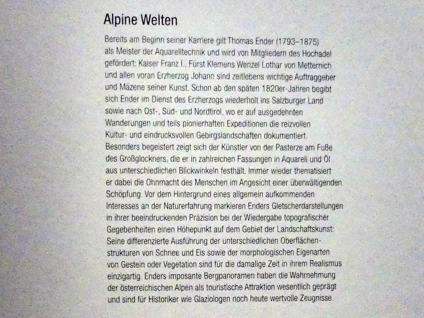 Wien, Albertina, Ausstellung "Rudolf von Alt und seine Zeit" vom 16.02.-10.06.2019, Alpine Welten, Bild 2/3
