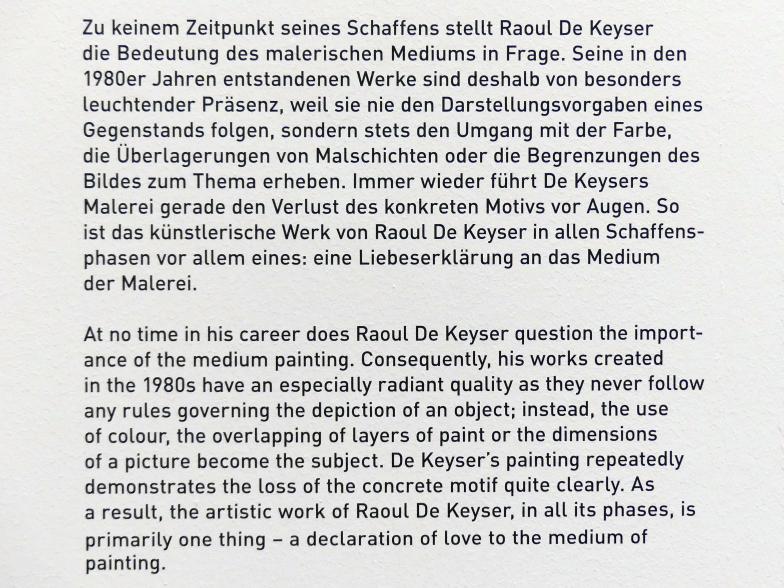 München, Pinakothek der Moderne, Ausstellung "Raoul De Keyser – Œuvre" vom 05.04.-08.09.2019, Saal 24, Bild 3/3