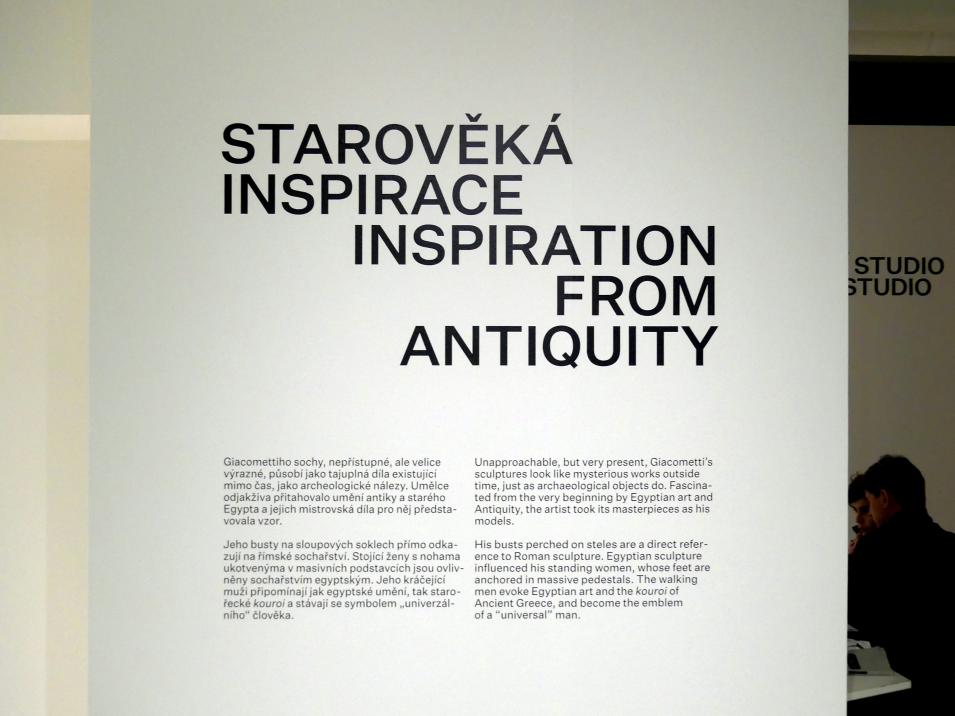 Prag, Nationalgalerie im Messepalast, Ausstellung "Alberto Giacometti" vom 18.07.-01.12.2019, Inspiration aus der Antike