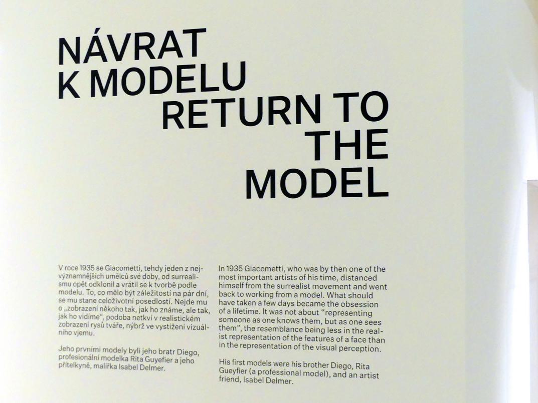 Prag, Nationalgalerie im Messepalast, Ausstellung "Alberto Giacometti" vom 18.07.-01.12.2019, Zurück zum Modell