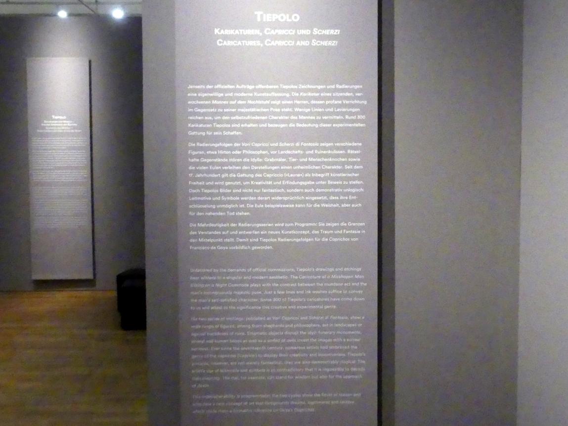 Stuttgart, Staatsgalerie, Ausstellung "Tiepolo"  vom 11.10.2019 - 02.02.2020, Saal 6: Karikaturen, Capricci und Scherzi, Bild 2/2