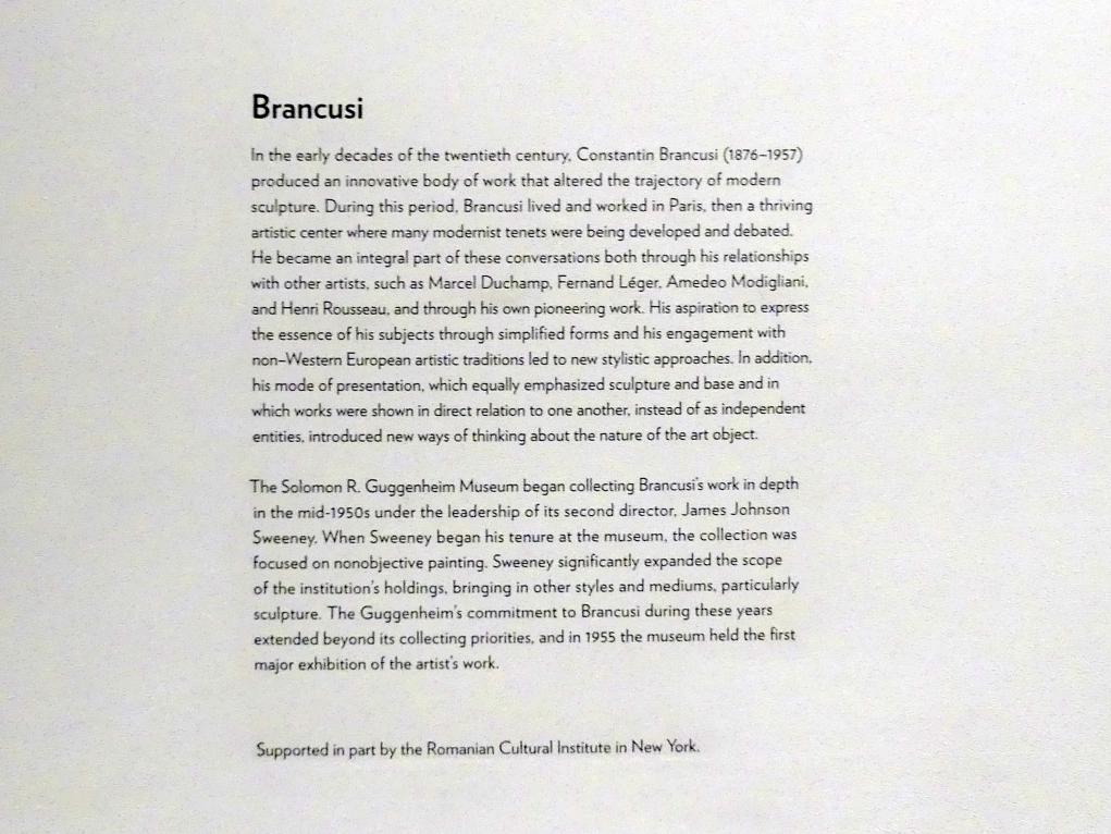 New York, Solomon R. Guggenheim Museum, Brancusi, Bild 2/3
