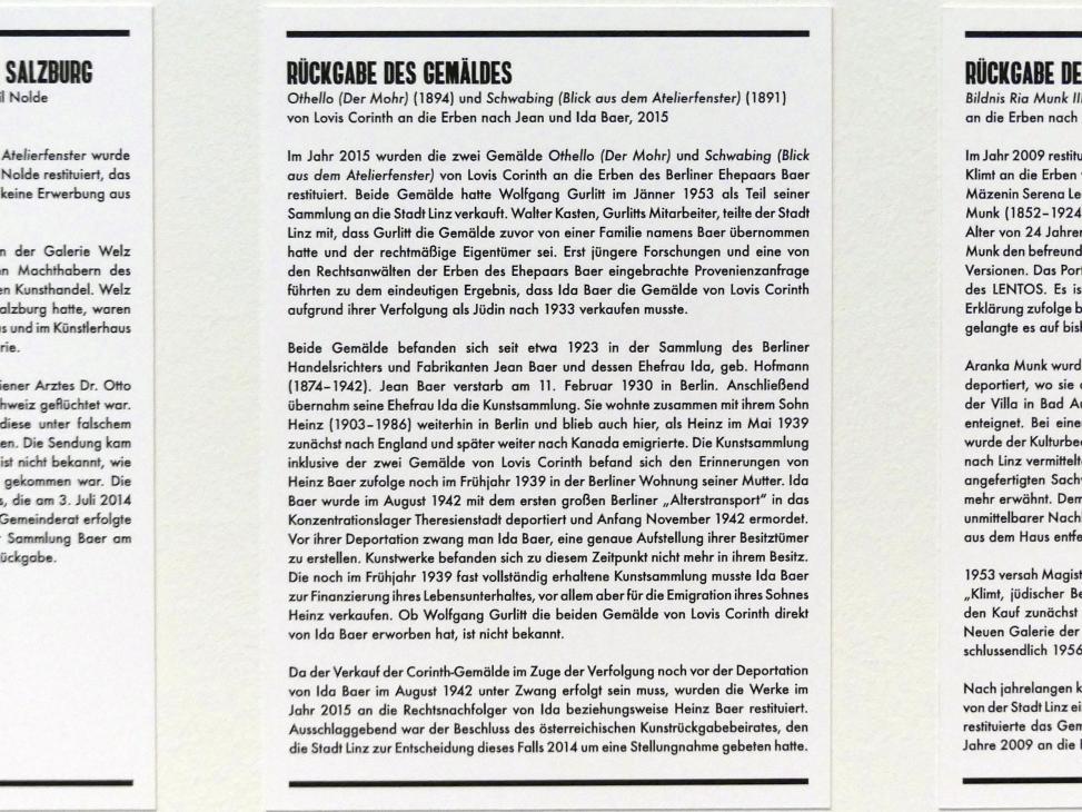 Linz, Lentos Kunstmuseum Linz, Saal 1 - Restitutionen, Bild 5/14