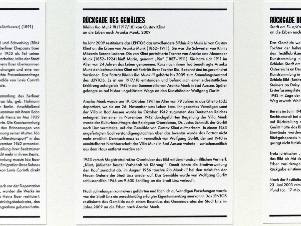 Linz, Lentos Kunstmuseum Linz, Saal 1 - Restitutionen, Bild 6/14