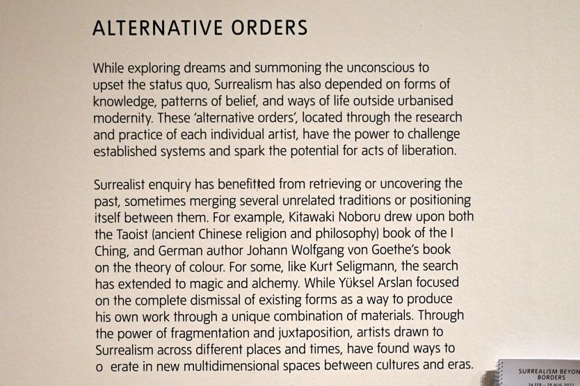 London, Tate Modern, Ausstellung "Surrealism Beyond Borders" vom 24.02.-29.08.2022, Saal 11, Bild 4/5