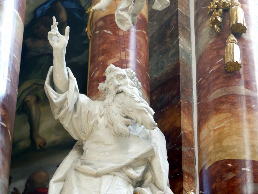 Ignaz Günther (1751–1775), Statue des heiligen Paulus am Hochaltar, Neustift (Freising), ehem. Prämonstratenserklosterkirche, jetzt Pfarrkirche St. Peter und Paul, 1765, Bild 3/5