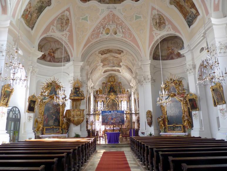 Johann Michael Fischer (Baumeister) (1725–1764), Kirche der Propstei des Benediktinerklosters Niederalteich Rinchnach, Rinchnach, ehem. Benediktinerpropstei-, heute Pfarrkirche St. Johannes der Täufer, 1727–1729, Bild 2/2