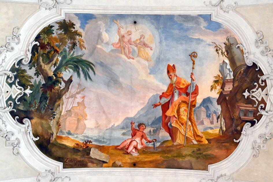Johann Baptist Zimmermann (1701–1757), Fresken, Weyarn, ehem. Augustiner-Chorherrenstift, ehem. Stiftskirche, jetzt Pfarrkirche St. Peter und Paul, 1729, Bild 4/14