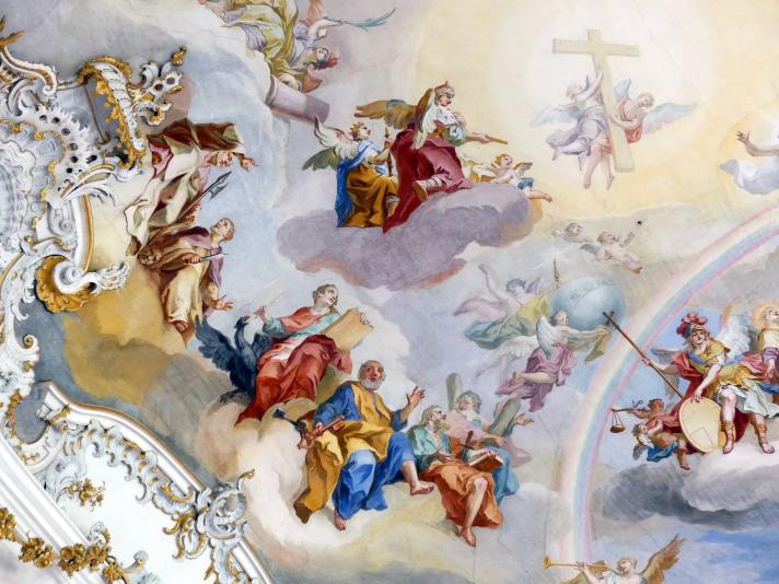Johann Baptist Zimmermann (1701–1757), Fresken im Hauptraum, Wies, Wallfahrtskirche Zum Gegeißelten Heiland (zur Prämonstratenser-Abtei Steingaden gehörig), 1753–1754, Bild 3/40