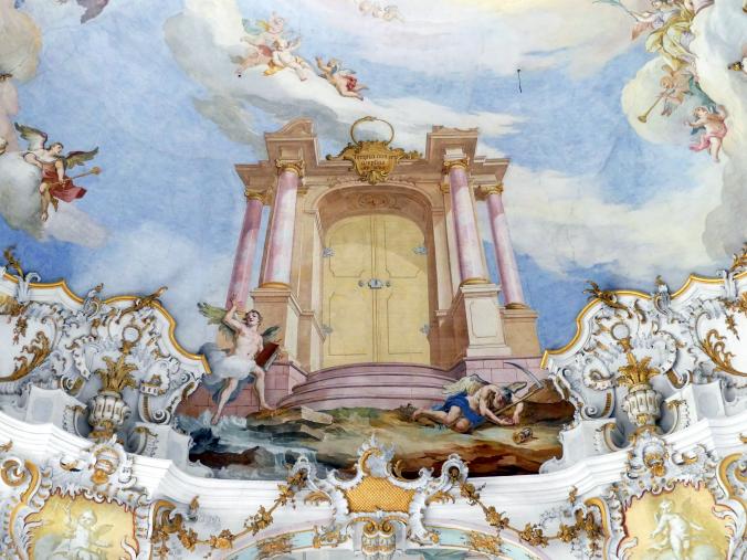 Johann Baptist Zimmermann (1701–1757), Fresken im Hauptraum, Wies, Wallfahrtskirche Zum Gegeißelten Heiland (zur Prämonstratenser-Abtei Steingaden gehörig), 1753–1754, Bild 10/40