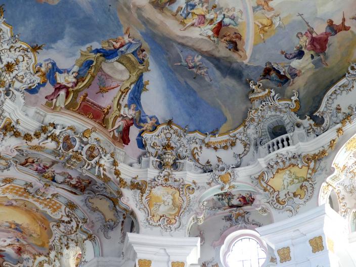 Johann Baptist Zimmermann (1701–1757), Fresken im Hauptraum, Wies, Wallfahrtskirche Zum Gegeißelten Heiland (zur Prämonstratenser-Abtei Steingaden gehörig), 1753–1754, Bild 16/40