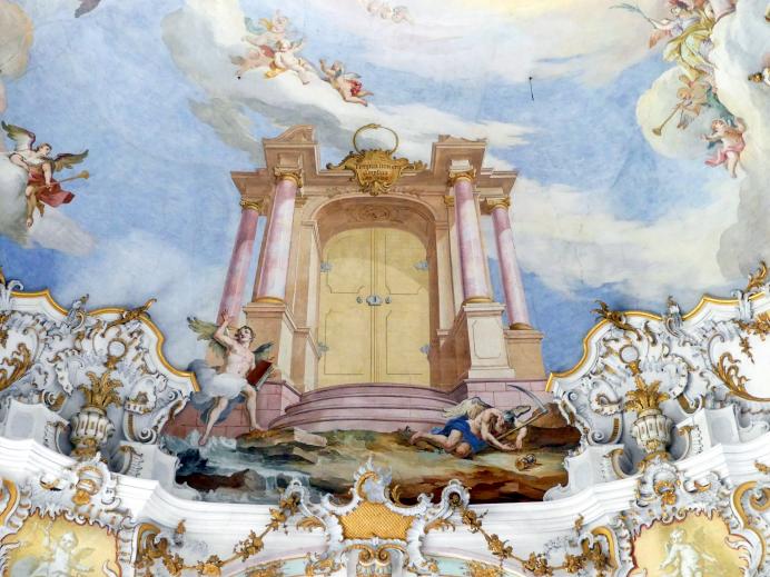 Johann Baptist Zimmermann (1701–1757), Fresken im Hauptraum, Wies, Wallfahrtskirche Zum Gegeißelten Heiland (zur Prämonstratenser-Abtei Steingaden gehörig), 1753–1754, Bild 27/40