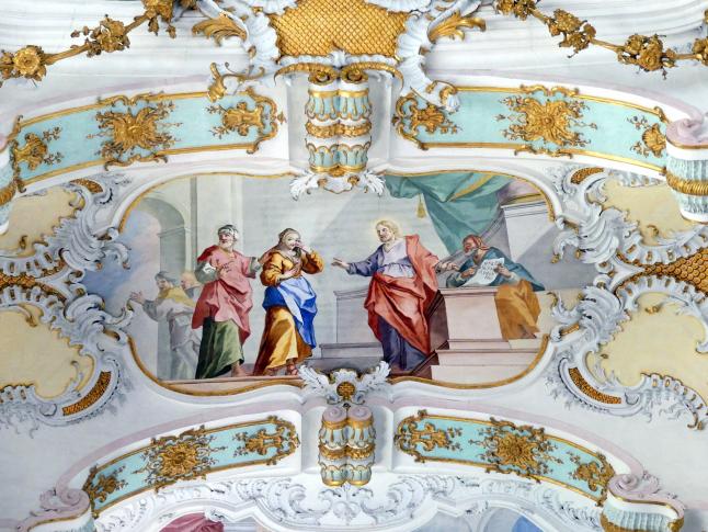 Johann Baptist Zimmermann (1701–1757), Fresken im Hauptraum, Wies, Wallfahrtskirche Zum Gegeißelten Heiland (zur Prämonstratenser-Abtei Steingaden gehörig), 1753–1754, Bild 40/40