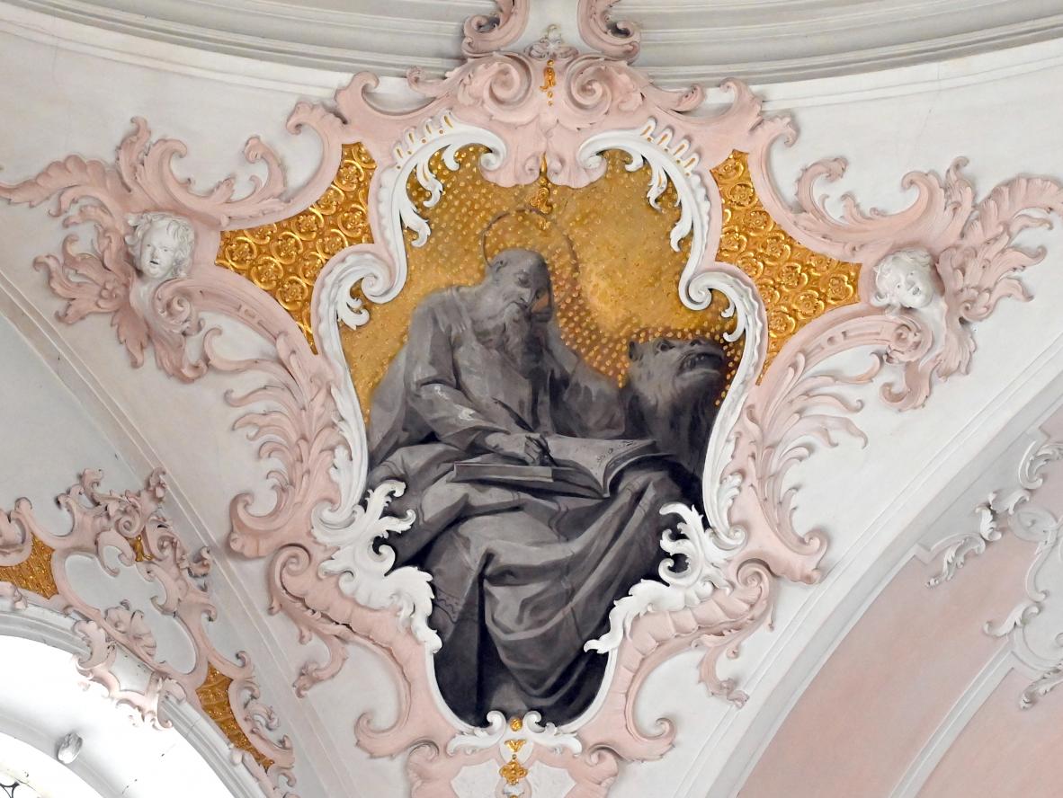 Matthäus Günther (1730–1787), Grisaille-Kartuschen Die vier Evangelisten, Mittenwald, Pfarrkirche St. Peter und Paul, 1740, Bild 4/4
