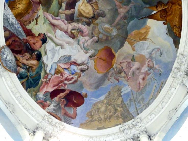 Cosmas Damian Asam (1713–1738), Laternenfresko Venus läßt bei Vulkan die Waffen des Aeneas schmieden, Schleißheim, Schlossanlage, Neues Schloß, 1720–1721, Bild 3/10