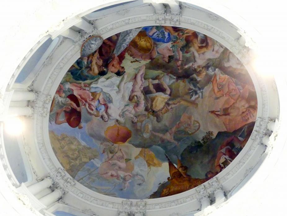 Cosmas Damian Asam (1713–1738), Laternenfresko Venus läßt bei Vulkan die Waffen des Aeneas schmieden, Schleißheim, Schlossanlage, Neues Schloß, 1720–1721, Bild 4/10