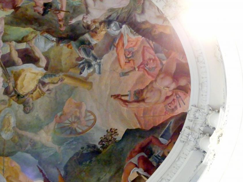 Cosmas Damian Asam (1713–1738), Laternenfresko Venus läßt bei Vulkan die Waffen des Aeneas schmieden, Schleißheim, Schlossanlage, Neues Schloß, 1720–1721, Bild 6/10