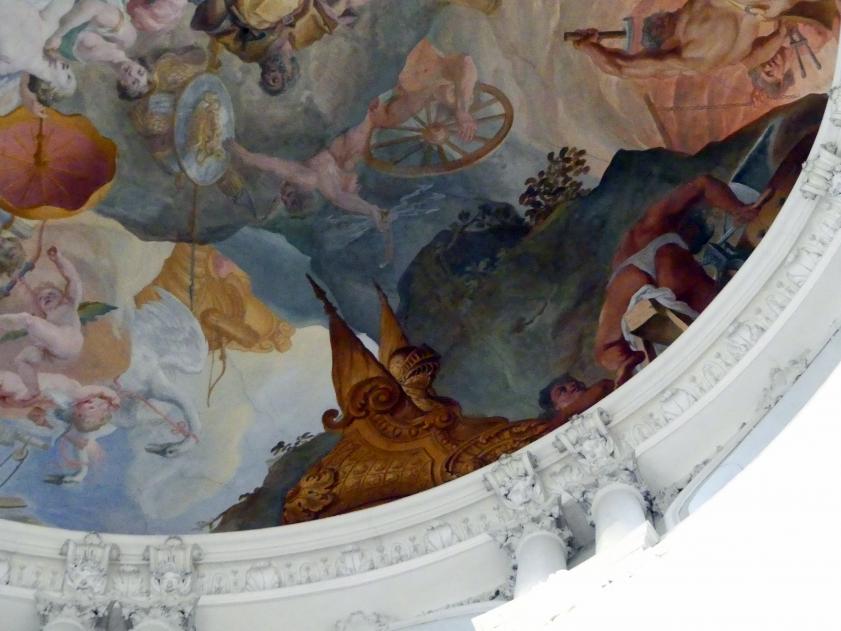 Cosmas Damian Asam (1713–1738), Laternenfresko Venus läßt bei Vulkan die Waffen des Aeneas schmieden, Schleißheim, Schlossanlage, Neues Schloß, 1720–1721, Bild 7/10