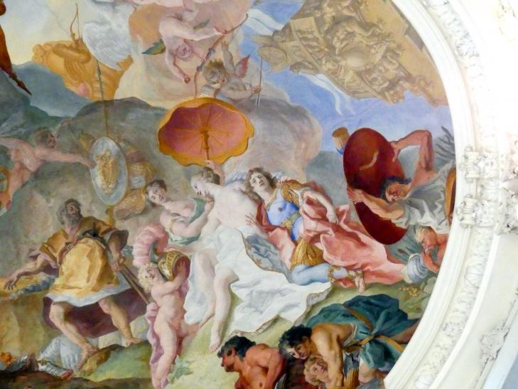 Cosmas Damian Asam (1713–1738), Laternenfresko Venus läßt bei Vulkan die Waffen des Aeneas schmieden, Schleißheim, Schlossanlage, Neues Schloß, 1720–1721, Bild 9/10