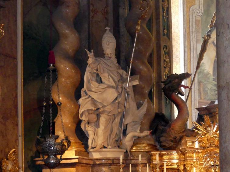 Egid Quirin Asam (1714–1748), Statue St. Martin am Hochaltar, Weltenburg, Benediktinerabtei, Klosterkirche St. Georg und St. Martin, 1721–1735, Bild 2/2