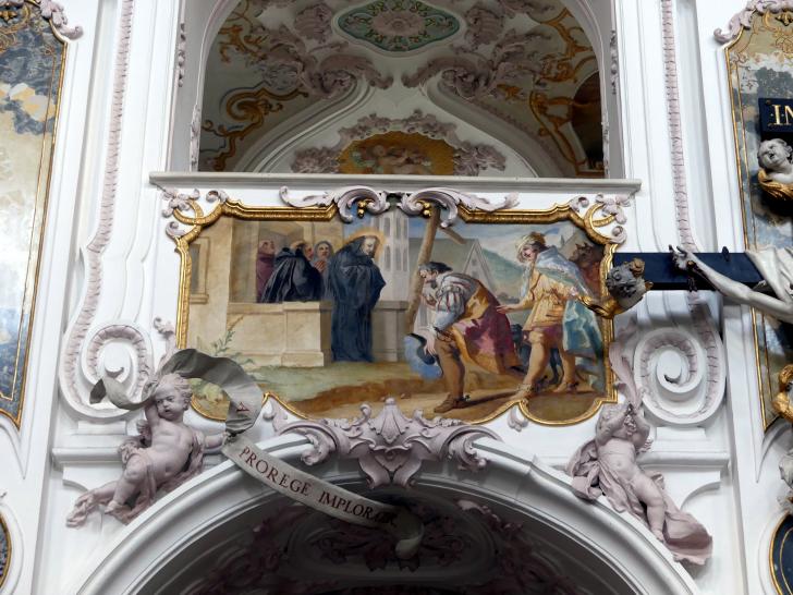 Cosmas Damian Asam (1713–1738), Fresko Die Tugenden des Hl. Korbinian an der Westpartie des Mittelschiffgewölbes, Freising, Dom St. Maria und St. Korbinian, 1723–1724, Bild 3/12