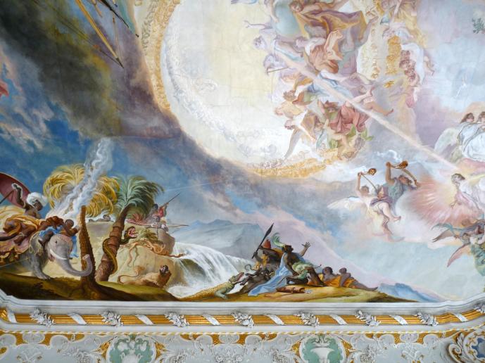 Cosmas Damian Asam (1713–1738), Deckenfresko Mysterium der Menschwerdung Christi, Ingolstadt, Asamkirche (Kongregationssaal Maria de Victoria, seit 1807 Kirche), 1734, Bild 4/22