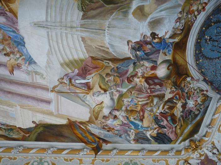 Cosmas Damian Asam (1713–1738), Deckenfresko Mysterium der Menschwerdung Christi, Ingolstadt, Asamkirche (Kongregationssaal Maria de Victoria, seit 1807 Kirche), 1734, Bild 9/22