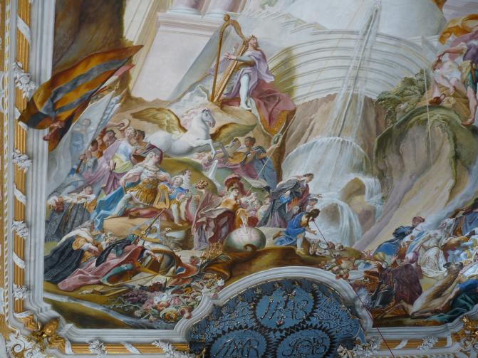 Cosmas Damian Asam (1713–1738), Deckenfresko Mysterium der Menschwerdung Christi, Ingolstadt, Asamkirche (Kongregationssaal Maria de Victoria, seit 1807 Kirche), 1734, Bild 13/22