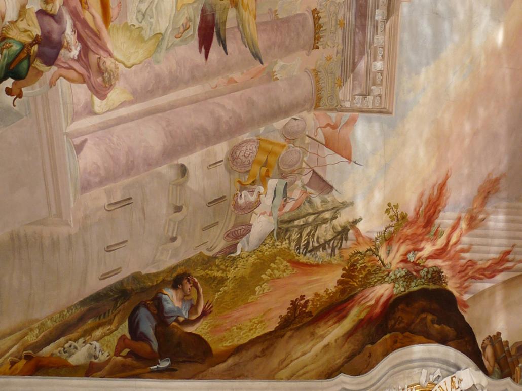 Cosmas Damian Asam (1713–1738), Deckenfresko Mysterium der Menschwerdung Christi, Ingolstadt, Asamkirche (Kongregationssaal Maria de Victoria, seit 1807 Kirche), 1734, Bild 18/22