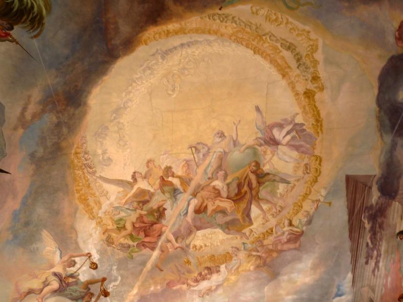 Cosmas Damian Asam (1713–1738), Deckenfresko Mysterium der Menschwerdung Christi, Ingolstadt, Asamkirche (Kongregationssaal Maria de Victoria, seit 1807 Kirche), 1734, Bild 21/22