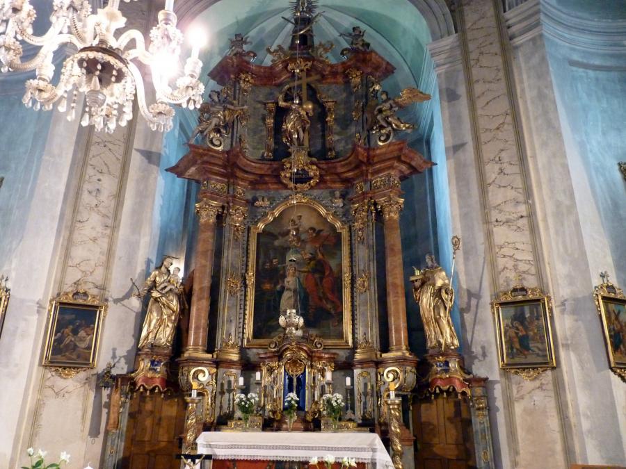 Kilian Ignaz Dientzenhofer (1718–1752), Bau der Pfarrkirche St. Barbara, wahrscheinlich nach Plänen von Christoph Dientzenhofer (Zuschreibung), Ottendorf (Otovice), Pfarrkirche St. Barbara, 1725–1726, Bild 5/11