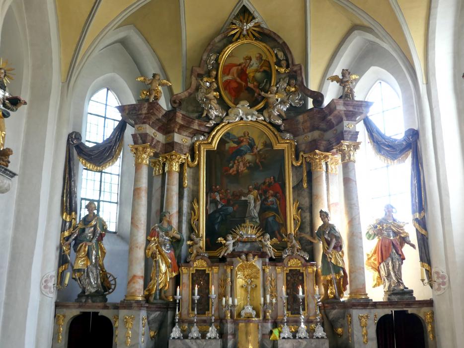 Christian Jorhan der Ältere (1750–1802), Hauptaltar und Seitenaltäre, Essenbach, Kirche Mariä Himmelfahrt, 1790, Bild 9/13