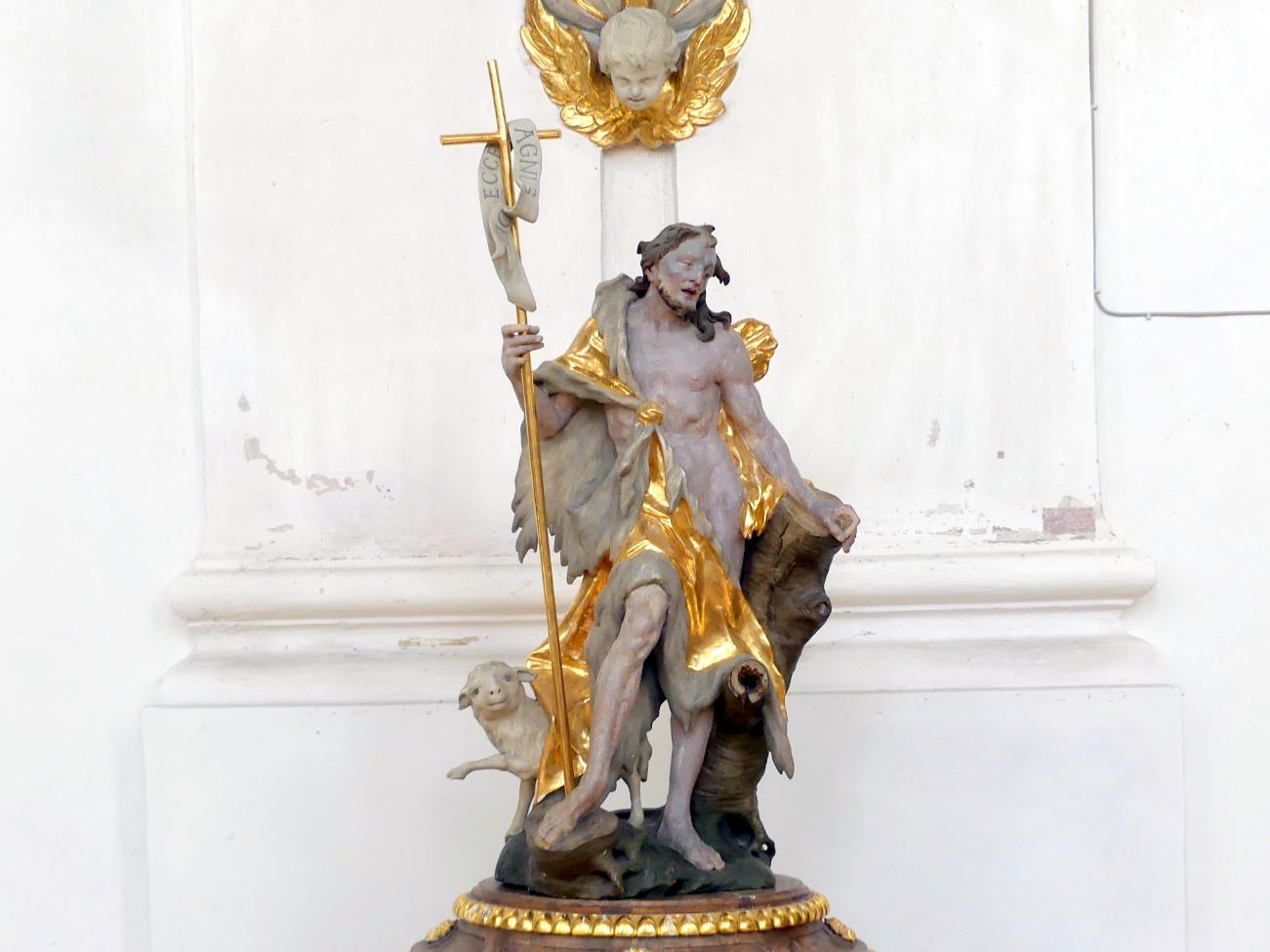 Christian Jorhan der Ältere (1750–1802), Johannes Baptist auf dem Taufdeckel, Altfraunhofen, Pfarrkirche St. Nikolaus, 1791, Bild 2/3