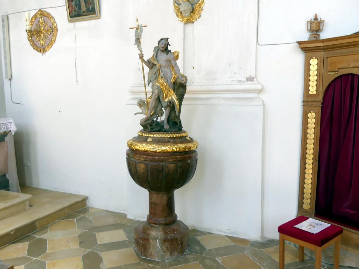 Christian Jorhan der Ältere (1750–1802), Johannes Baptist auf dem Taufdeckel, Altfraunhofen, Pfarrkirche St. Nikolaus, 1791, Bild 3/3