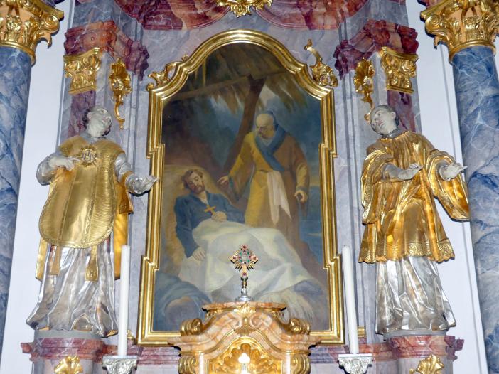 Simon Sorg (1740–1792), Franz-Xaver-Seitenaltar, ehem. Altar der Franz-Xaver-Kapelle, Kirchberg (Regenstauf), Pfarrkirche Mariä Himmelfahrt, 1751–1752, Bild 3/6