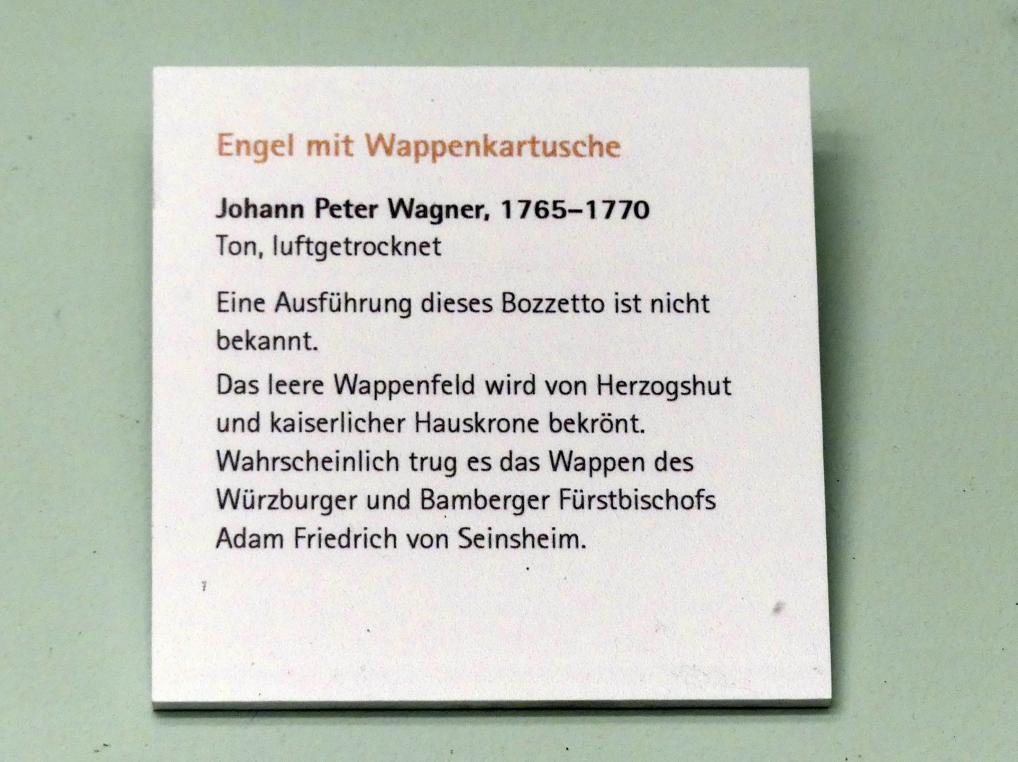Johann Peter Wagner (1755–1797), Bozzetto Engel mit Wappenkartusche, Würzburg, Museum für Franken (ehem. Mainfränkisches Museum), Bozzetti-Sammlung, 1765–1770, Bild 2/2