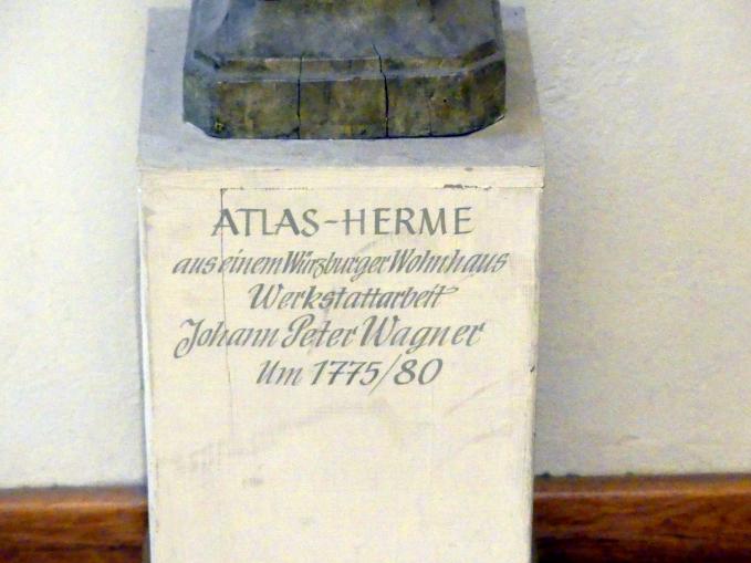Johann Peter Wagner (1755–1797), Atlas-Herme aus dem Treppenhaus eines Würzburger Hauses, Würzburg, Museum für Franken (ehem. Mainfränkisches Museum), 1775–1780, Bild 2/2