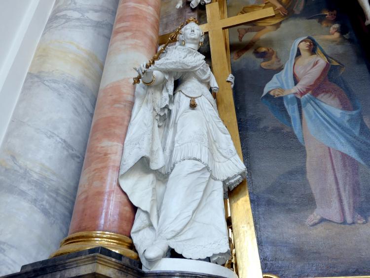 Ignaz Günther (1751–1775), Hl. Helena, linke Seitenfigur am Kreuzhaltar, Neustift (Freising), ehem. Prämonstratenserklosterkirche, jetzt Pfarrkirche St. Peter und Paul, Undatiert, Bild 2/2