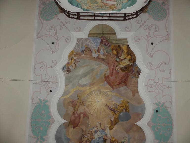 Otto Gebhard (1726–1772), Langhausfresko "Maria als Fürsprecherin für die Menschheit", Pettenreuth, Pfarrkirche Mariä Himmelfahrt, 1738–1739, Bild 2/5