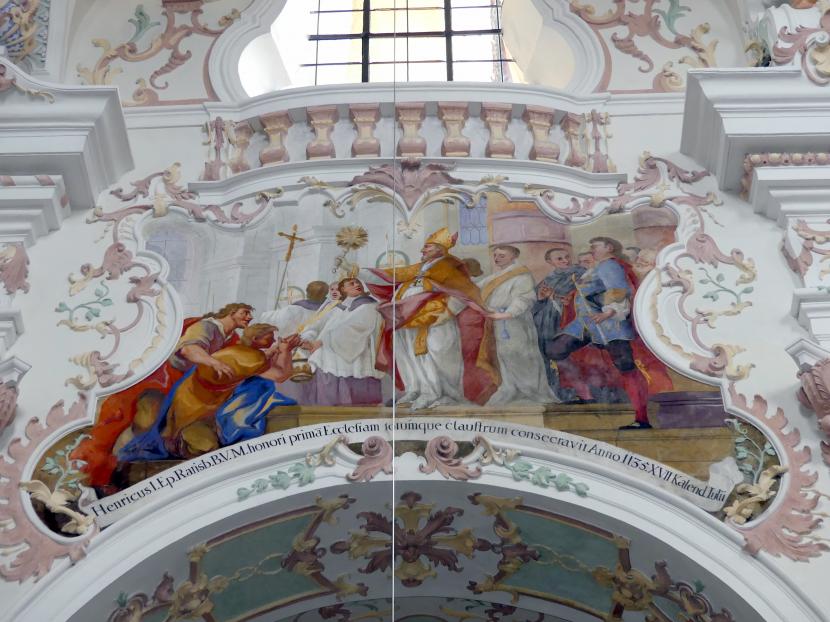 Johann Gebhard (1704–1751), Zwölf Fresken an den Obergadenwänden im Chor- und Langhaus, Reichenbach (Landkreis Cham), ehem. Benediktinerkloster, ehem. Abteikirche, heute Filialkirche Mariä Himmelfahrt, 1743–1744, Bild 4/10