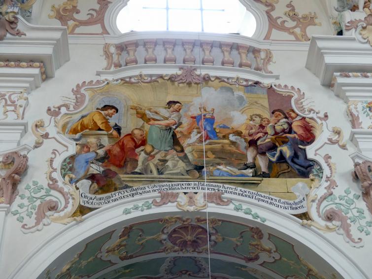 Johann Gebhard (1704–1751), Zwölf Fresken an den Obergadenwänden im Chor- und Langhaus, Reichenbach (Landkreis Cham), ehem. Benediktinerkloster, ehem. Abteikirche, heute Filialkirche Mariä Himmelfahrt, 1743–1744, Bild 8/10