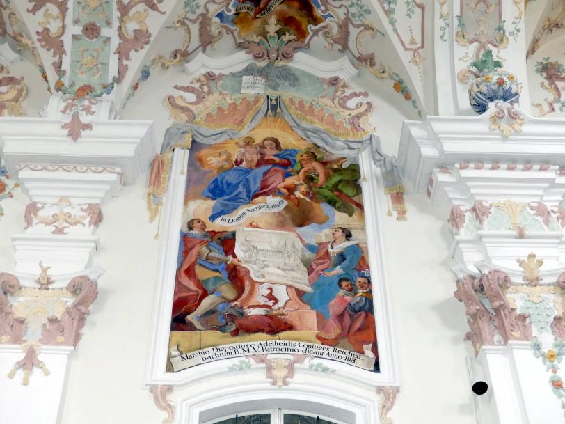 Johann Gebhard (1704–1751), Zwölf Fresken an den Obergadenwänden im Chor- und Langhaus, Reichenbach (Landkreis Cham), ehem. Benediktinerkloster, ehem. Abteikirche, heute Filialkirche Mariä Himmelfahrt, 1743–1744, Bild 9/10