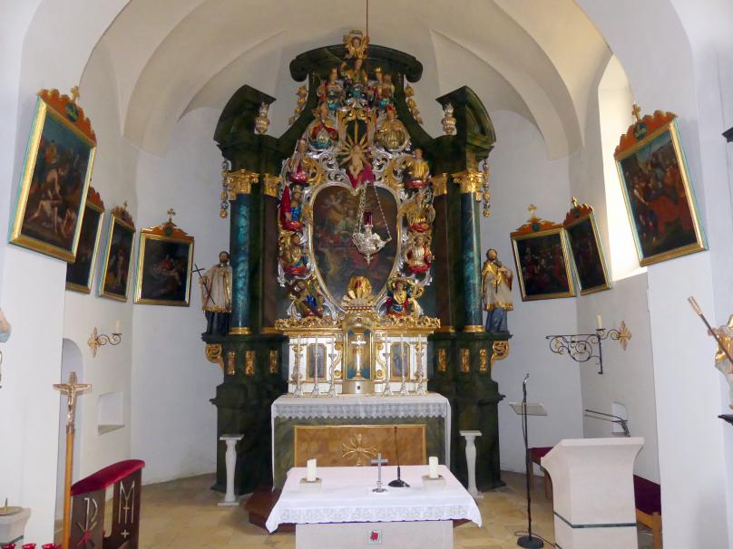 Johann Gebhard (1704–1751), Hochaltargemälde "Die Glorie der Hl. Margareta", Deusmauer (Velburg), Pfarrkirche St. Maria und Margareta, 1733, Bild 3/3