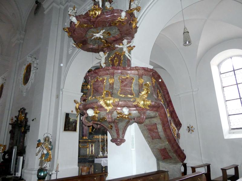 Johann Michael Fischer (Bildhauer) (1744–1792), Kanzel, Neuburg an der Donau, Pfarrkirche St. Peter, 1758–1762, Bild 3/7