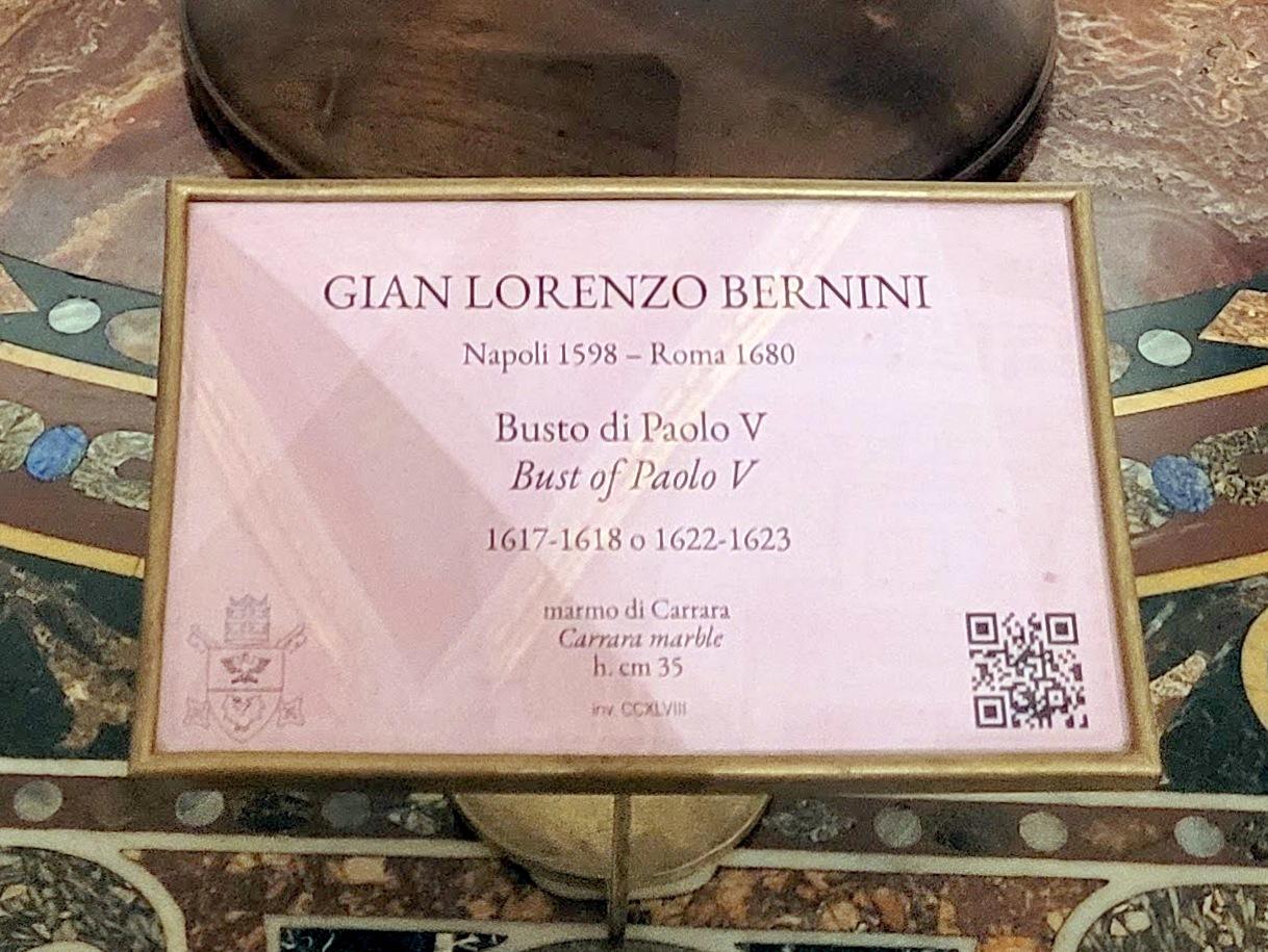 Gian Lorenzo Bernini (1614–1679), Büste Pauls V. Borghese, Rom, Villa Borghese, Galleria Borghese, 1617–1619, Bild 3/3