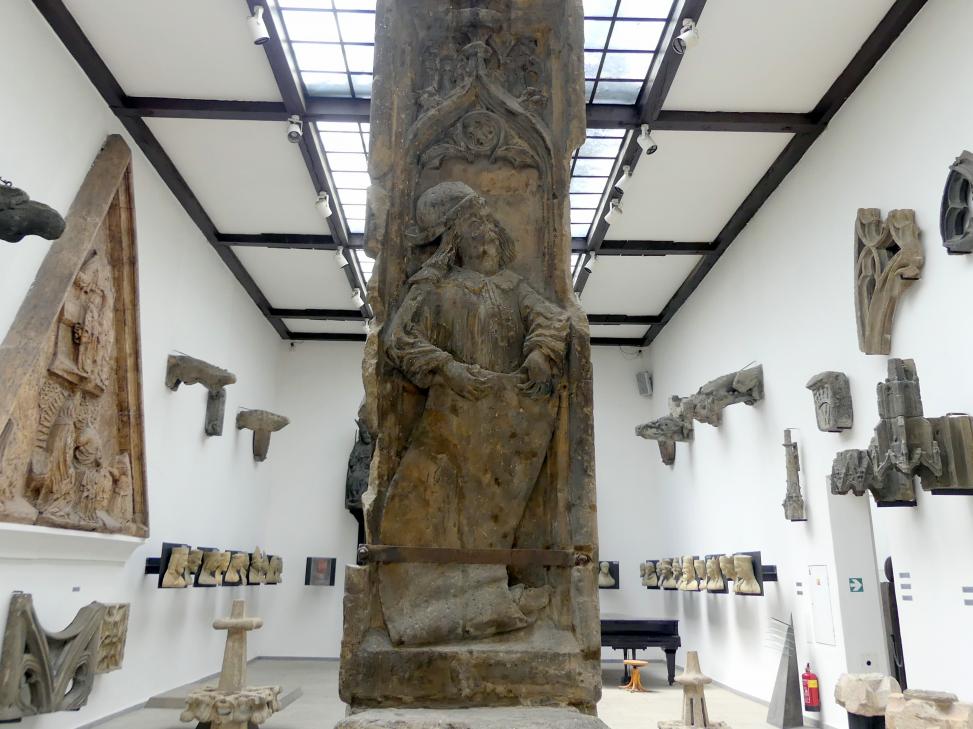Matthias Rejsek (1491–1506), Bruncvík Säule, Symbol der Zollrechte der Altstadt von Prag, Prag, Karlsbrücke, jetzt Prag-Holešovice, Lapidarium, Saal 2, Beginn 16. Jhd., Bild 6/7