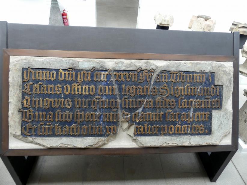 Zwei Tafeln mit dem Text der Basler Kompaktaten, Prag-Neustadt, Karlsplatz, Heilig-Blut- oder Fronleichnamskapelle (1791 abgerissen), jetzt Prag-Holešovice, Lapidarium, Saal 2, 1436, Bild 2/2